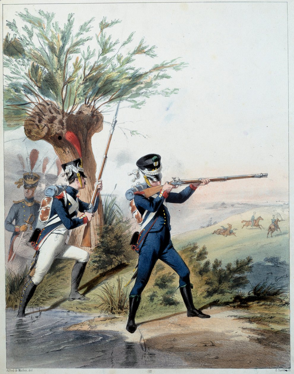 الجيش النابليوني: الحرس الإمبراطوري. نقش ألفريد دي ماربوت (القرن التاسع عشر) 1809. مالميزون ، متحف دو شاتو. بواسطة ألفريد دي (بعد) ماربوت