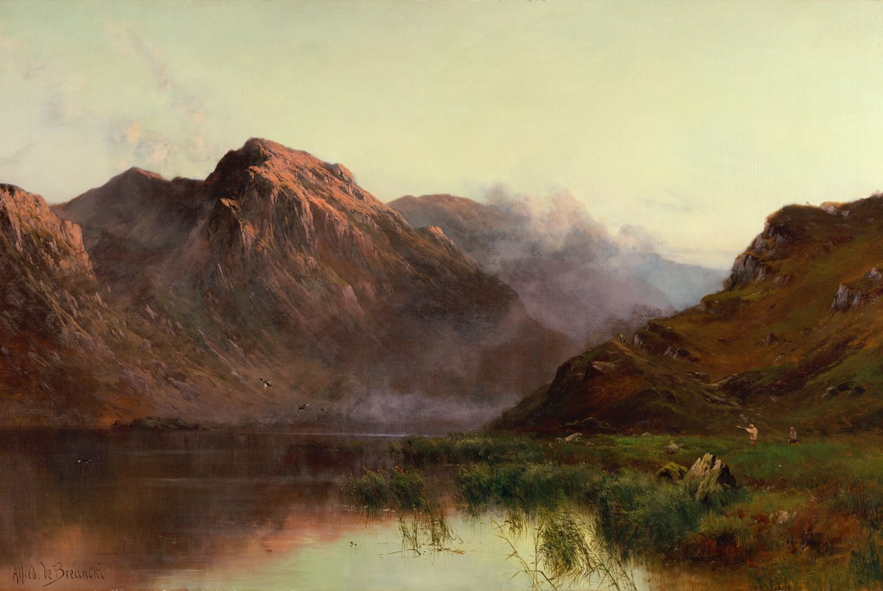 The Hunt of Wildfowl Llyn Crafnaut (زيت على قماش) بواسطة ألفريد دي برينسكي