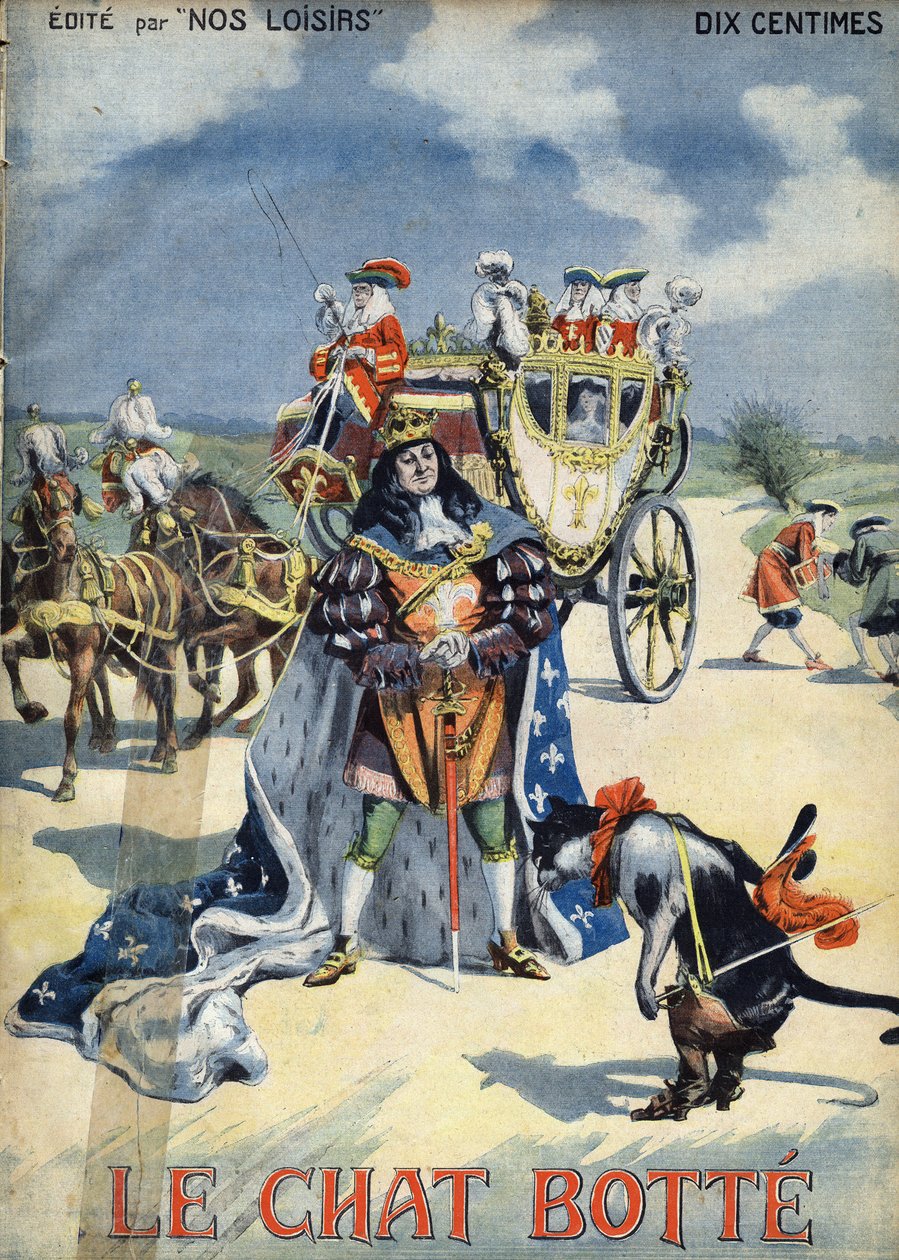الحذاء القط. حكاية شعبية. رسم توضيحي لـ Vaccari و Carrey في مجموعة "" Les beaux tales "" "Nos loisirs" "" حوالي عام 1910. مجموعة خاصة. بواسطة ألفريدو وكاري فاكاري