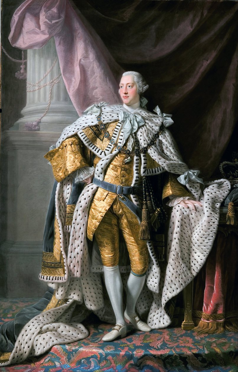 "" صورة للملك جورج الثالث (1738-1820) ملك إنجلترا في ثوب التتويج "" لوحة ألان رامزي (1713-1784) حوالي 1770 معرض الفنون بجنوب أستراليا أديلايد أستراليا بواسطة آلان رامزي