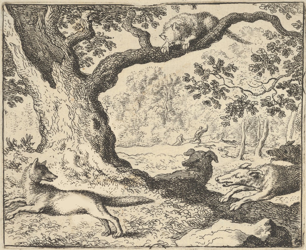بعد قصة رينارد الكاذبة ، طارد كلاب الصيد أبيه من هيندريك فان ... ، 1650-1675. بواسطة ألارت فان إيفردنغن