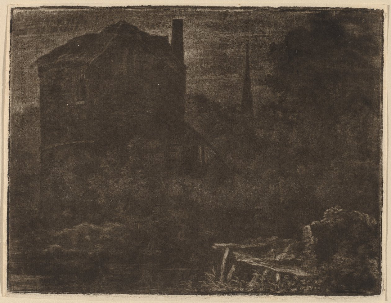 منظر ليلي مع House and Church Spire ، ربما ج. 1660. بواسطة ألارت فان إيفردنغن