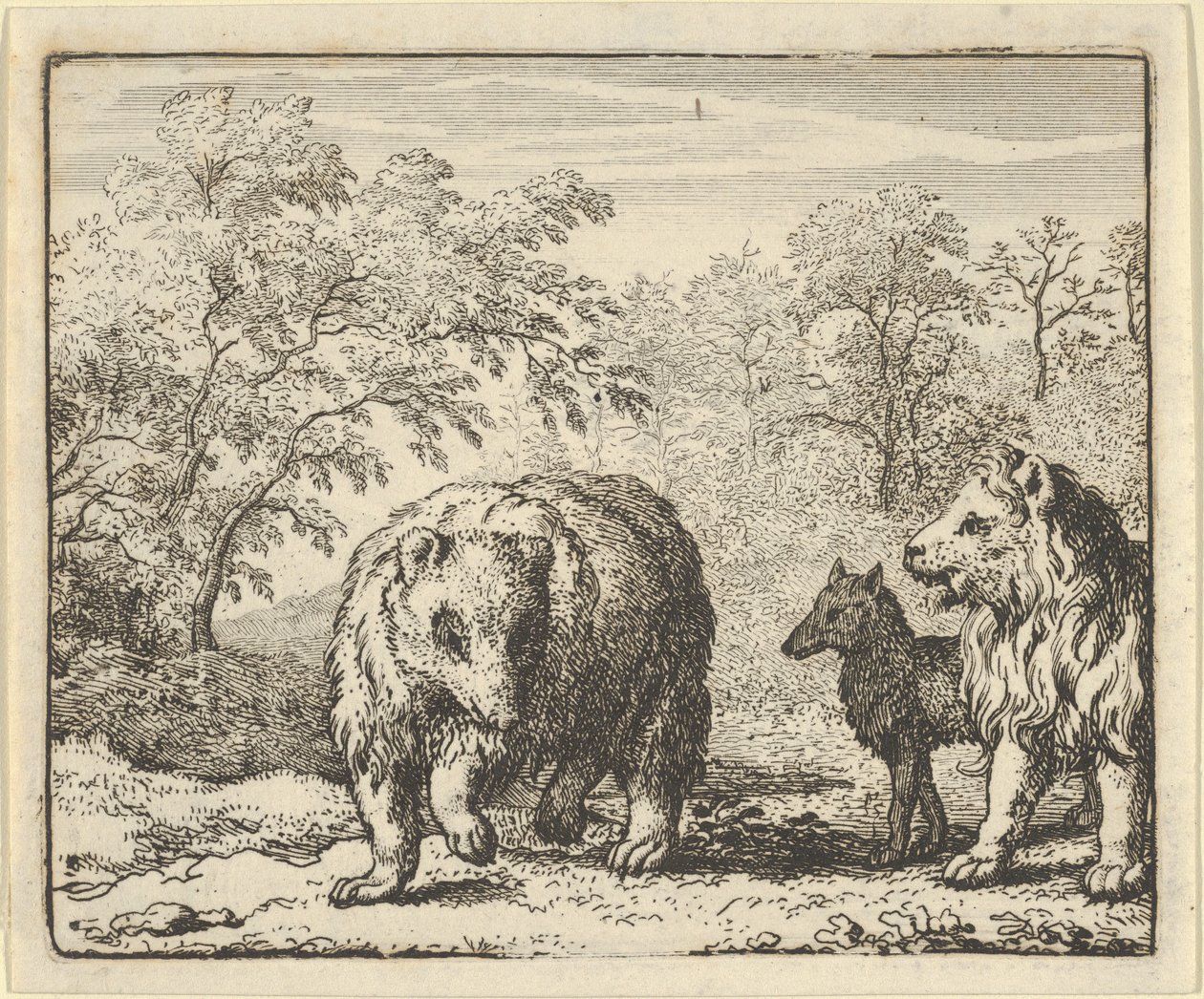 الأسد يحرر الدب والذئب ، 1650-1675. بواسطة ألارت فان إيفردنغن