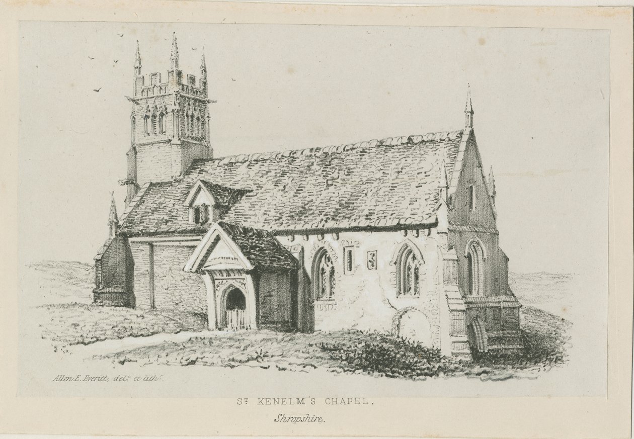كنيسة كلينت - سانت كينيلم: lithograph، nd [c 1840] بواسطة ألين إدوارد إيفريت