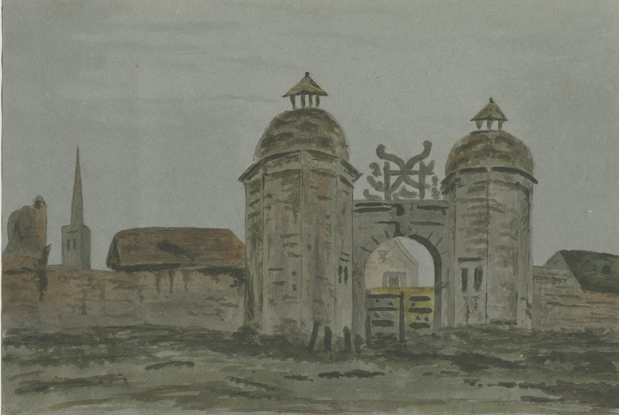 Hamstall Ridware Hall - Porters "النزل: لوحة ألوان مائية ، بدون تاريخ [1824-1882] بواسطة ألين إدوارد إيفريت