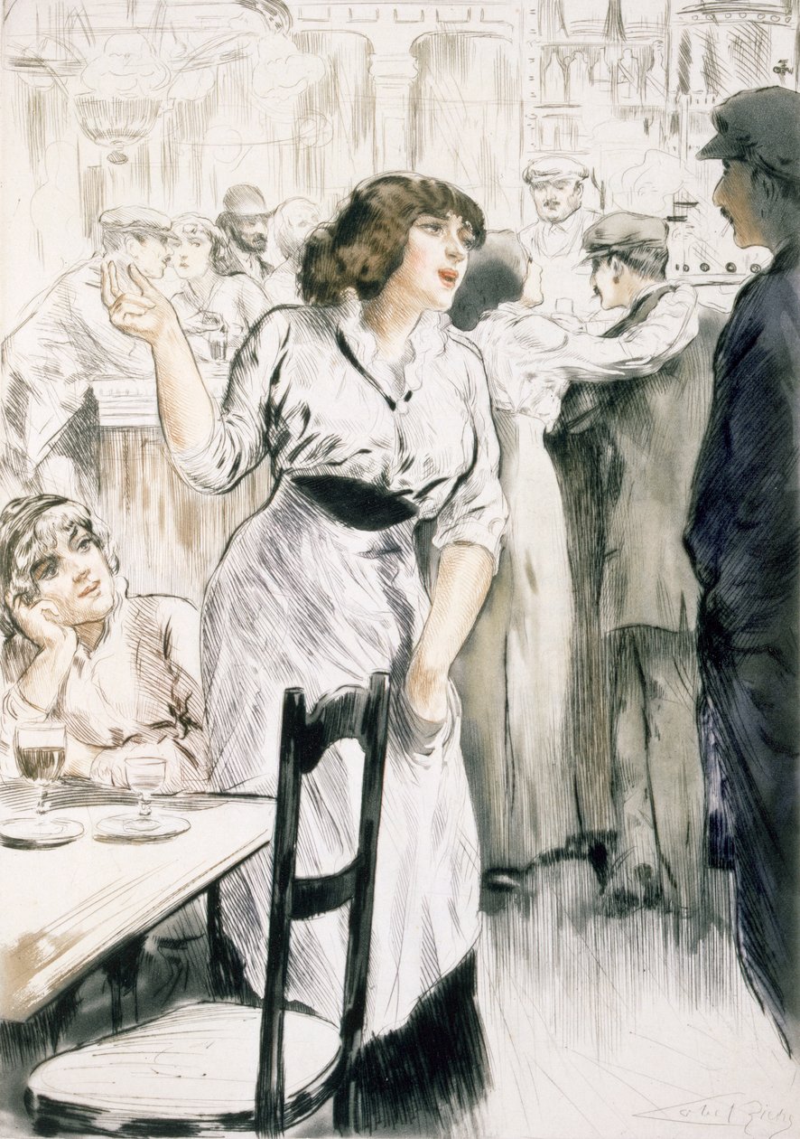 النادلة ، من "Paris: Moeurs، Costumes et Attitudes 1912-13، Vol. 1: Les Bars 