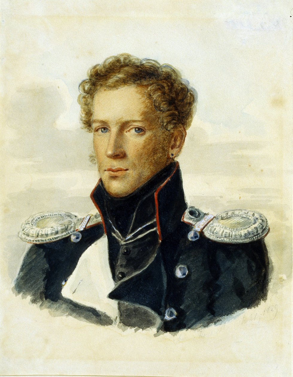 سيرجي لانسكوي (1789-1832) ، ضابط فرسان الحارس. عمل للويس جوستاف روكستول (1798-1877) ، رسم بالألوان المائية على ورق بواسطة الويس جوستاف روكستول
