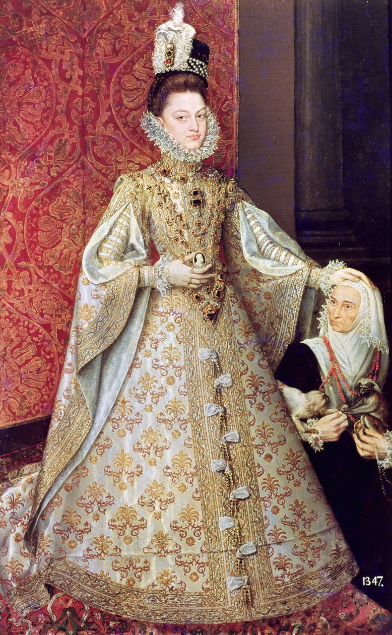 إنفانتا إيزابيل كلارا يوجينيا (1566-1633) مع القزم ، Magdalena Ruiz ، c.1580 بواسطة ألونسو سانشيز كويلو