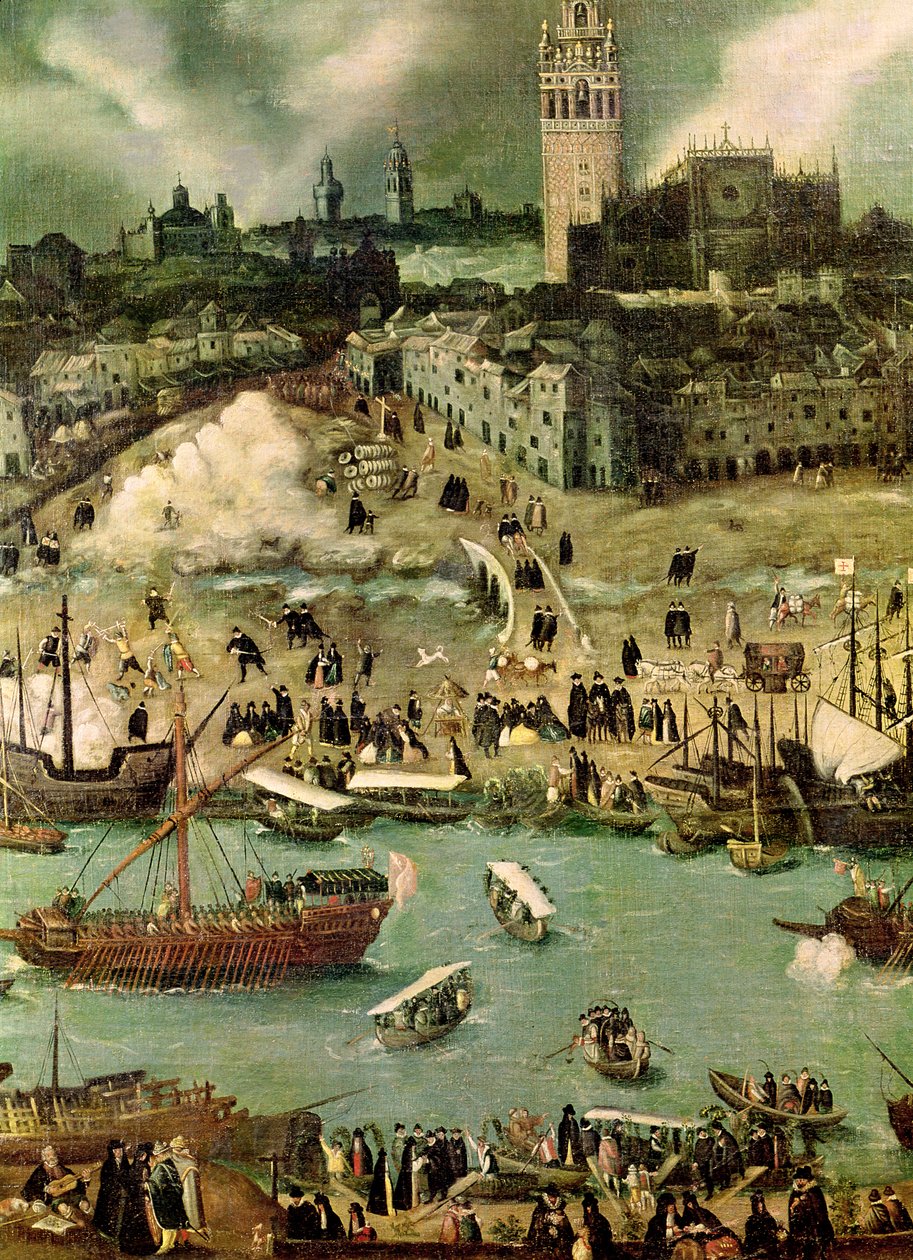 ميناء إشبيلية ، ج .1590 (التفاصيل) بواسطة ألونسو سانشيز كويلو