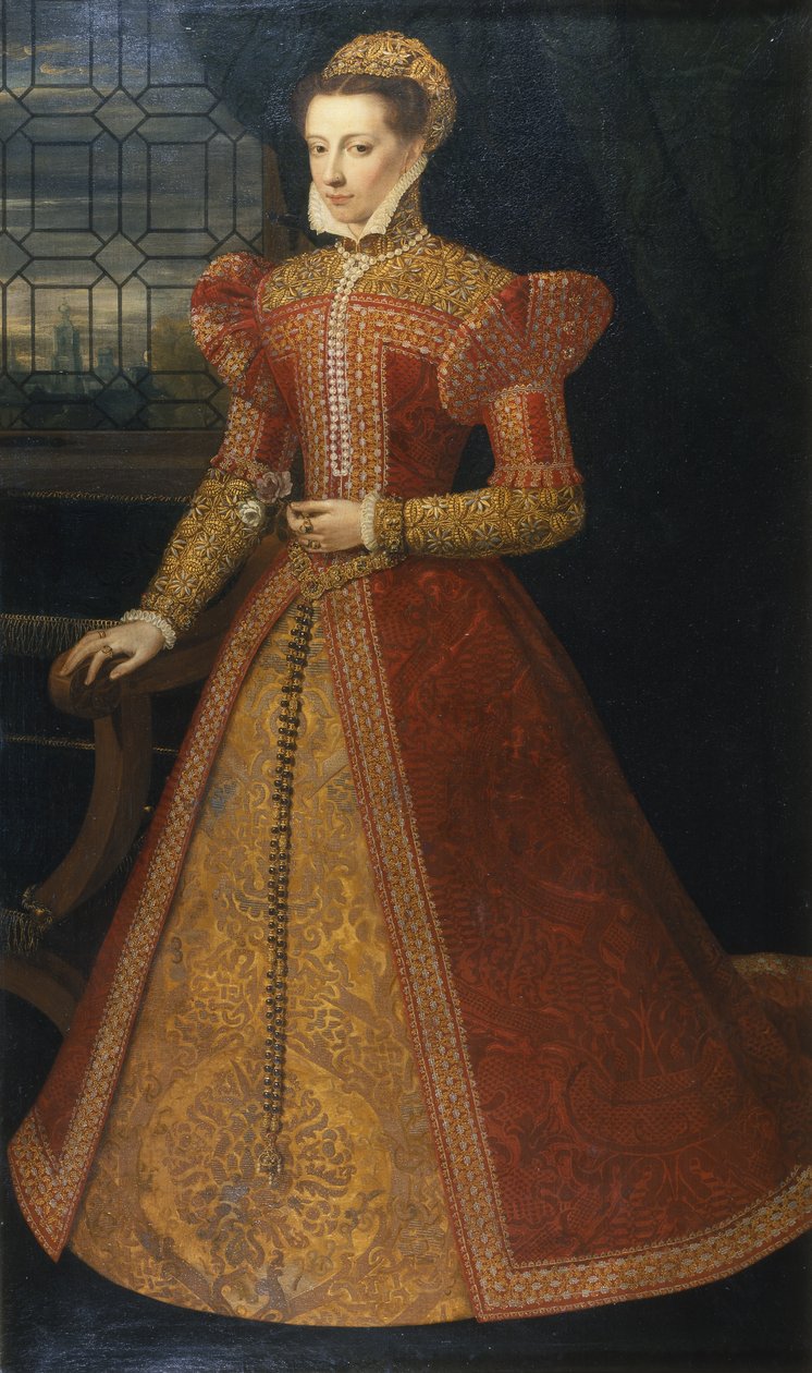 Portrait of an unknown lady, c.1575 (oil on canvas) بواسطة ألونسو سانشيز كويلو