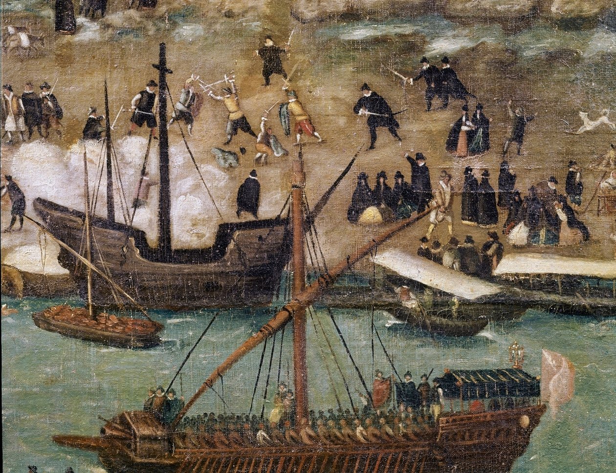 The City of Seville, detail the harbour (Painting, end 16th century) بواسطة ألونسو سانشيز كويلو