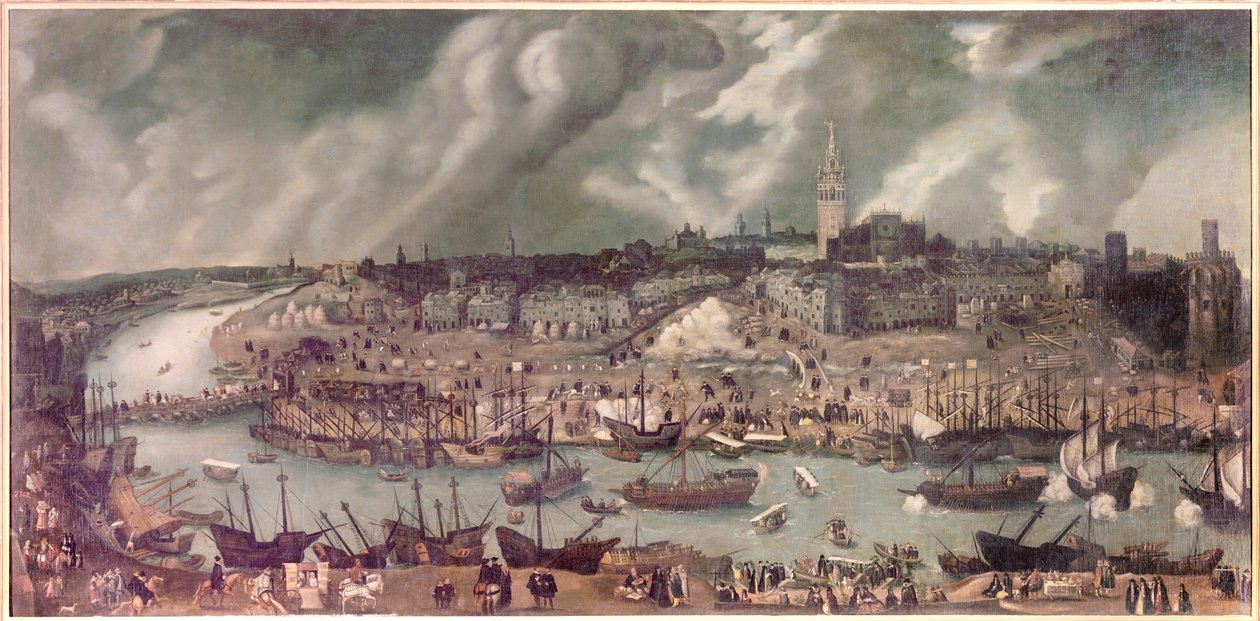 View of the city of Seville (Spain) Painting attributed to Alonso Sanchez-Coello (Sanchez Coello) (circa 1531-1588) End of the 16th century بواسطة ألونسو سانشيز كويلو