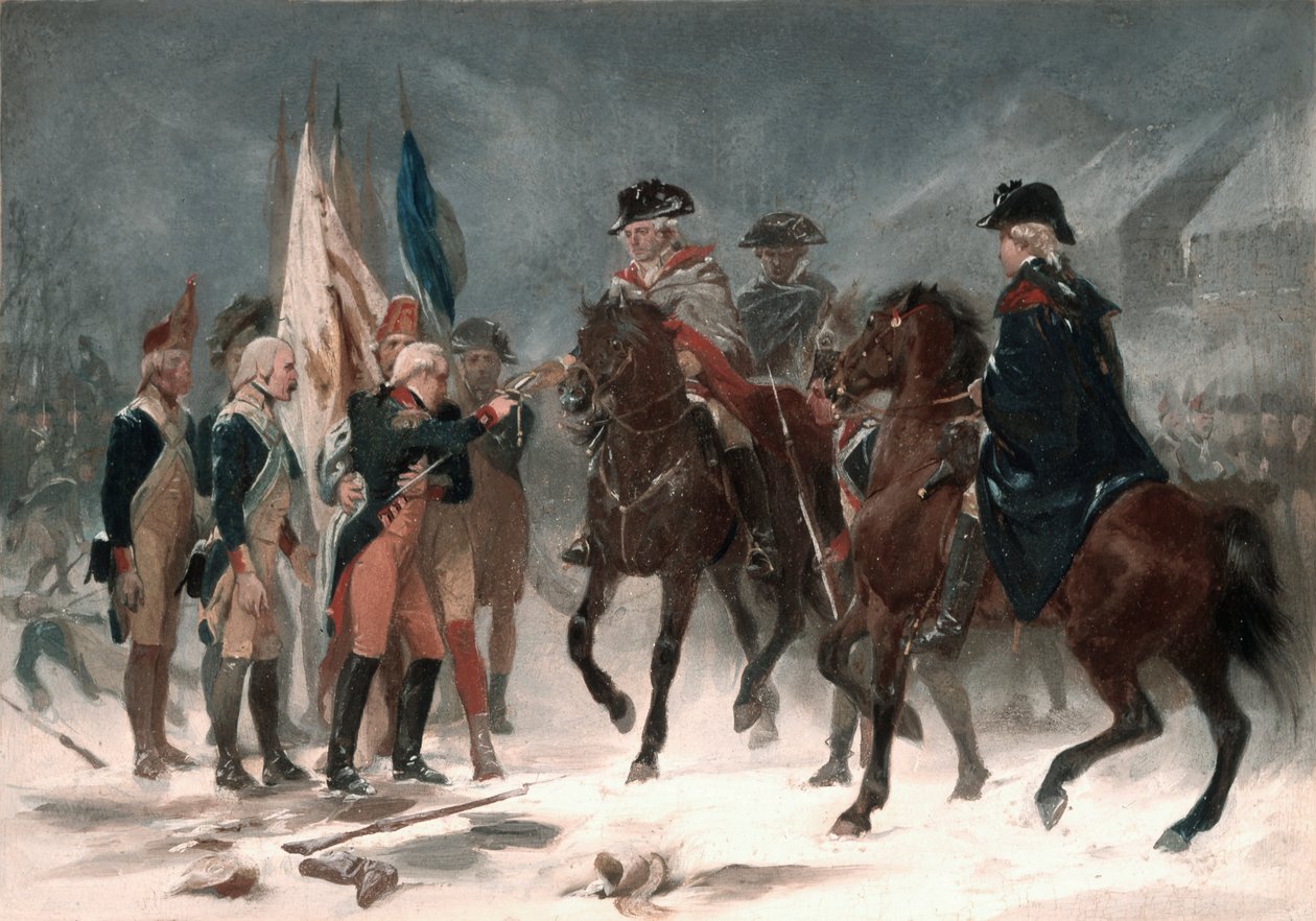 استسلام العقيد رال في معركة ترينتون ، 26 ديسمبر 1776 ، 1858 (زيت على الكرتون) بواسطة ألونزو تشابل