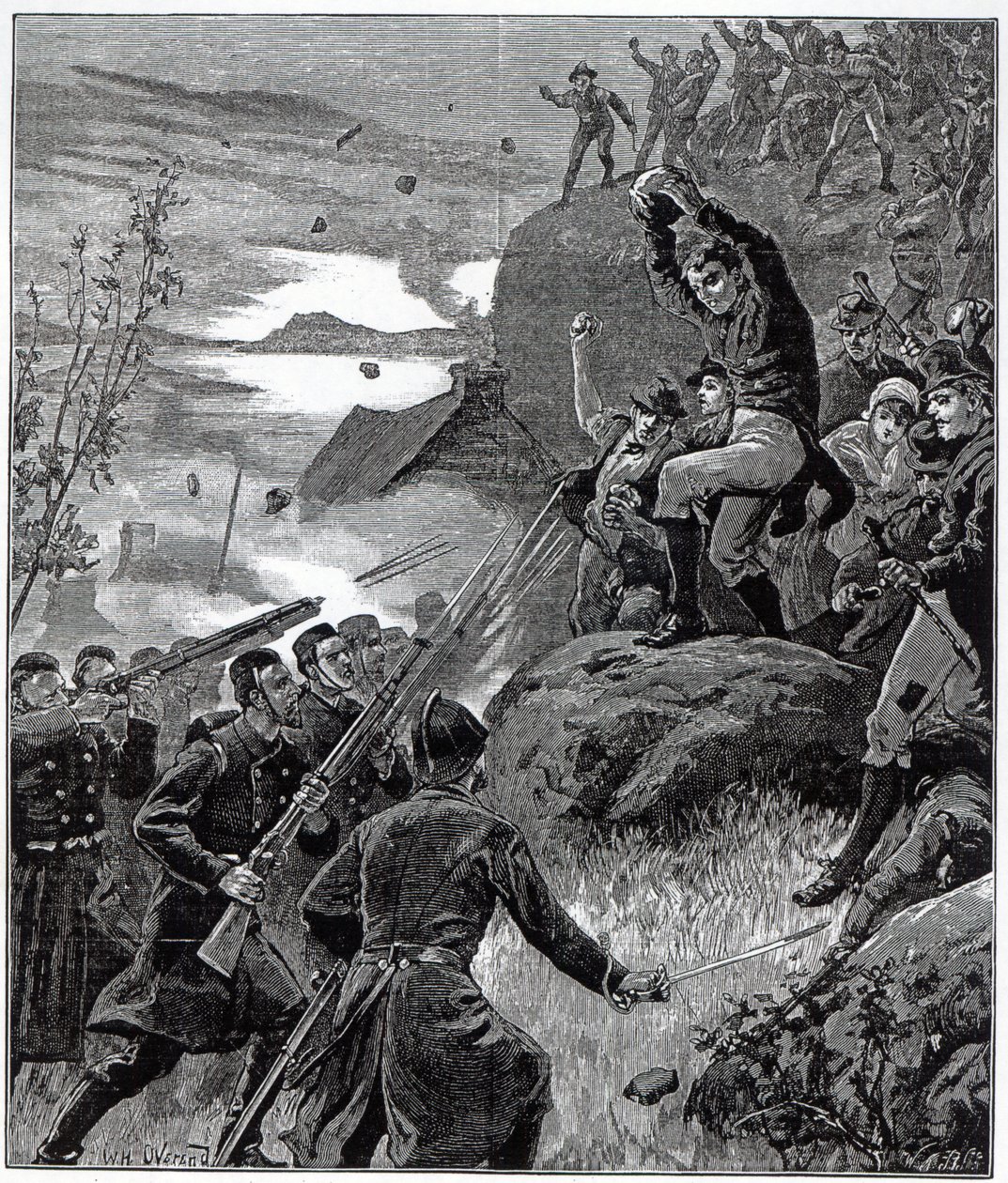 دولة أيرلندا: The Affray at Belmullet ، County Mayo ، من "أخبار لندن المصورة" ، 12 نوفمبر 1881 بواسطة ألويسيوس أوكيلي