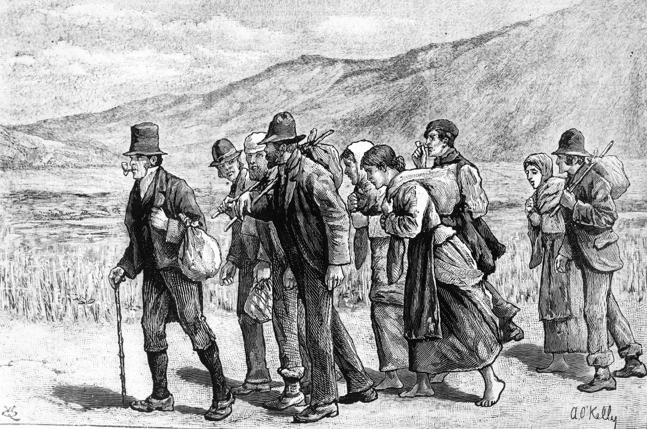 الحصادون الأيرلنديون في طريقهم إلى إنجلترا ، 1881 بواسطة ألويسيوس أوكيلي