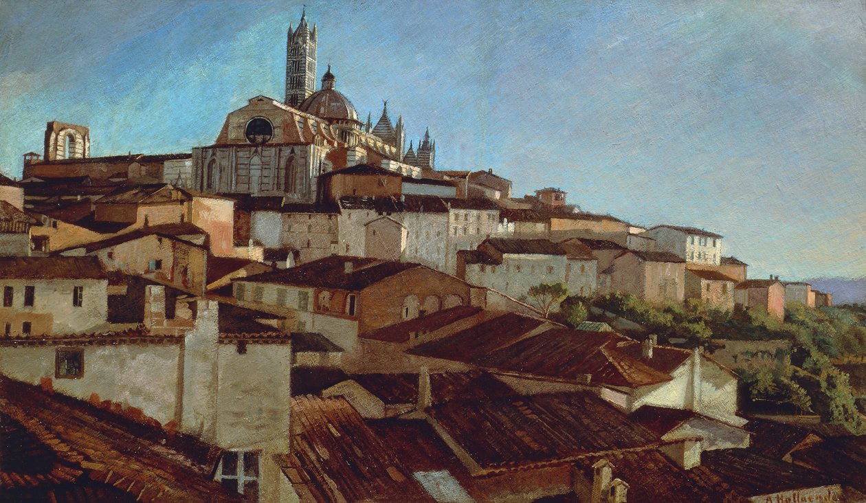 Siena, by Alfonso Hollaender (1845-1923), oil on canvas on cardboard, 31x51 5 cm بواسطة ألفونس هوليندر