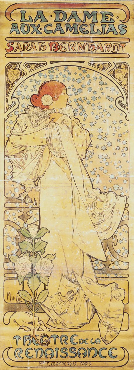 La Dame aux Camélias ، مع سارة برنهاردت ، 1890-1910 (الطباعة الحجرية) بواسطة ألفونس موشا
