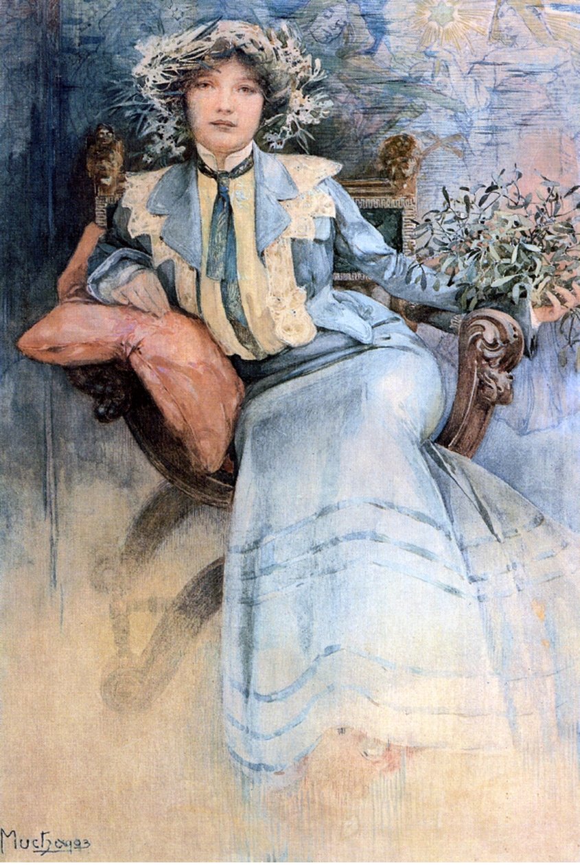 زوجة الفنان ، 1903 (مرحاض على الكتان) بواسطة ألفونس موشا