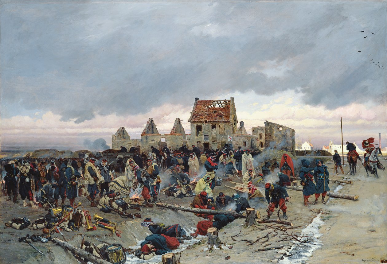 Bivouac في Le Bourget بعد معركة 21 ديسمبر 1870 ، 1872 بواسطة ألفونس ماري دي نوفيل