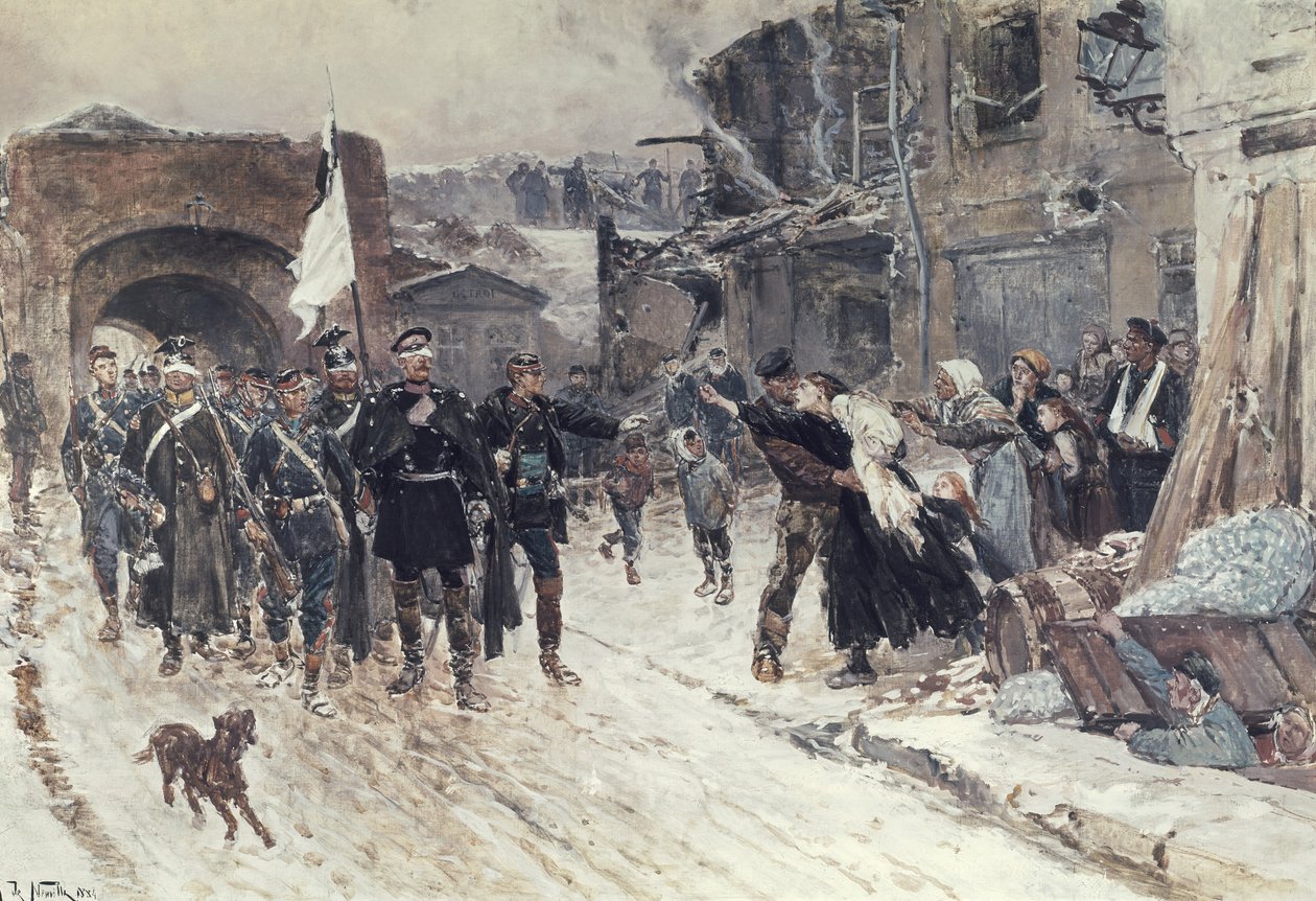 مدخل القائد الألماني الذي يحمل علم الهدنة إلى بلفور ، 4 نوفمبر 1870 ، 1884 بواسطة ألفونس ماري دي نوفيل