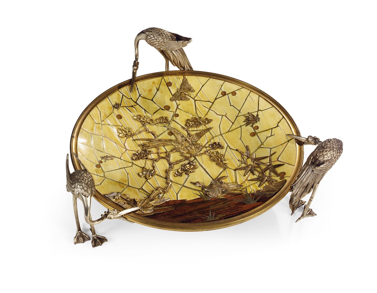 كأس (Tazza) ، مطعمة بقلم Ferdinand Duvinage ، النصف الثاني من القرن التاسع عشر (برونزية مطلية بالفضة ومذهبة وعاج وخشب) (انظر أيضًا 476612) بواسطة ألفونس جوستاف جيرو