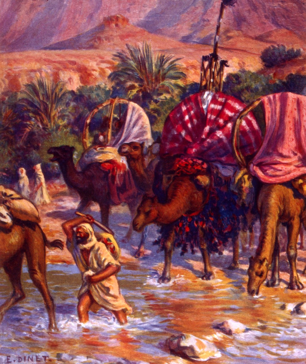 مجموعة البدو العرب في الصحراء. بواسطة نصر الدين دينيت (ألفونس إتيان دينيه). 1861 1929 رسام مستشرق فرنسي 1918 بواسطة ألفونس إتيان دينيه