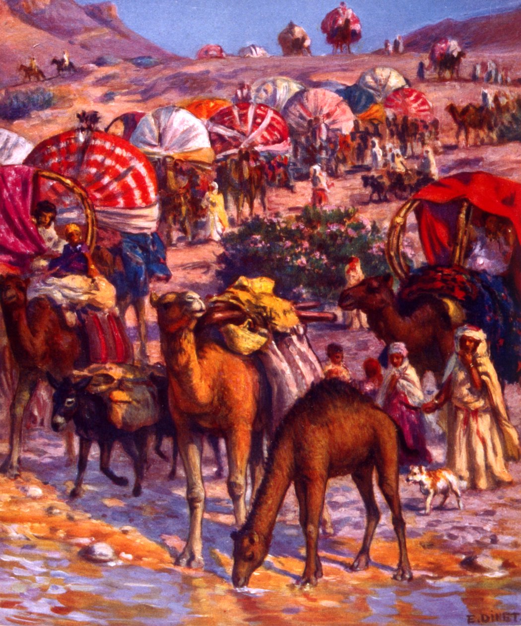 مجموعة البدو العرب في الصحراء. بواسطة نصر الدين دينيت (ألفونس إتيان دينيه). 1861 1929 رسام مستشرق فرنسي 1918 بواسطة ألفونس إتيان دينيه