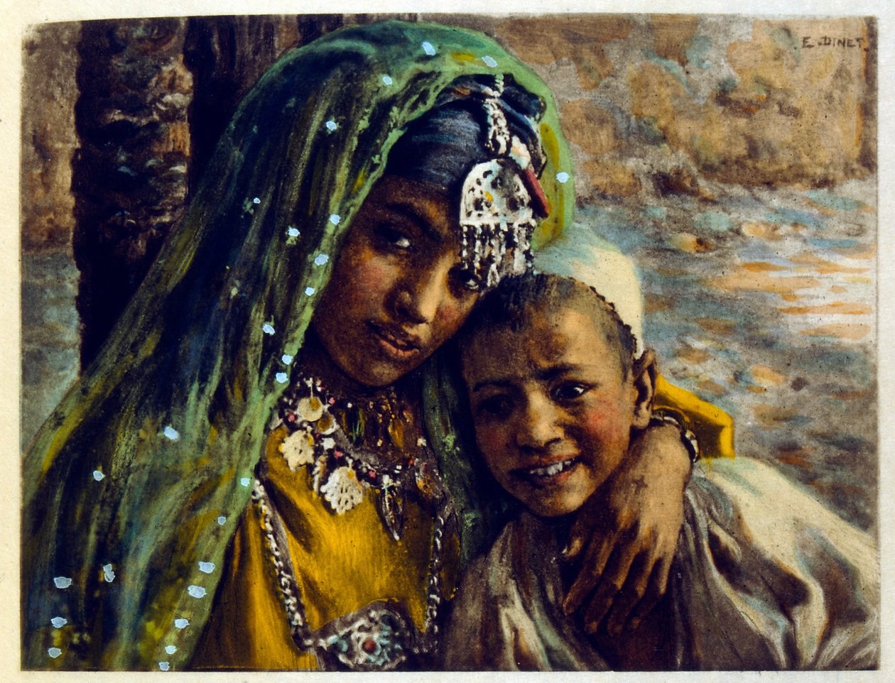 رسم توضيحي لـ"دينيه" من "السراب" مشاهد من الحياة العربية. 1906. رسوم إيتيان دينيه من كتاب "السراب، مشاهد من الحياة العربية" مع تعليق لسلمان بن إبراهيم بامر. وُلد نصر الدين دينيه باسم ألفونس-إتيان دينيه؛ (1861-1929) كان فرين بواسطة ألفونس إتيان دينيه