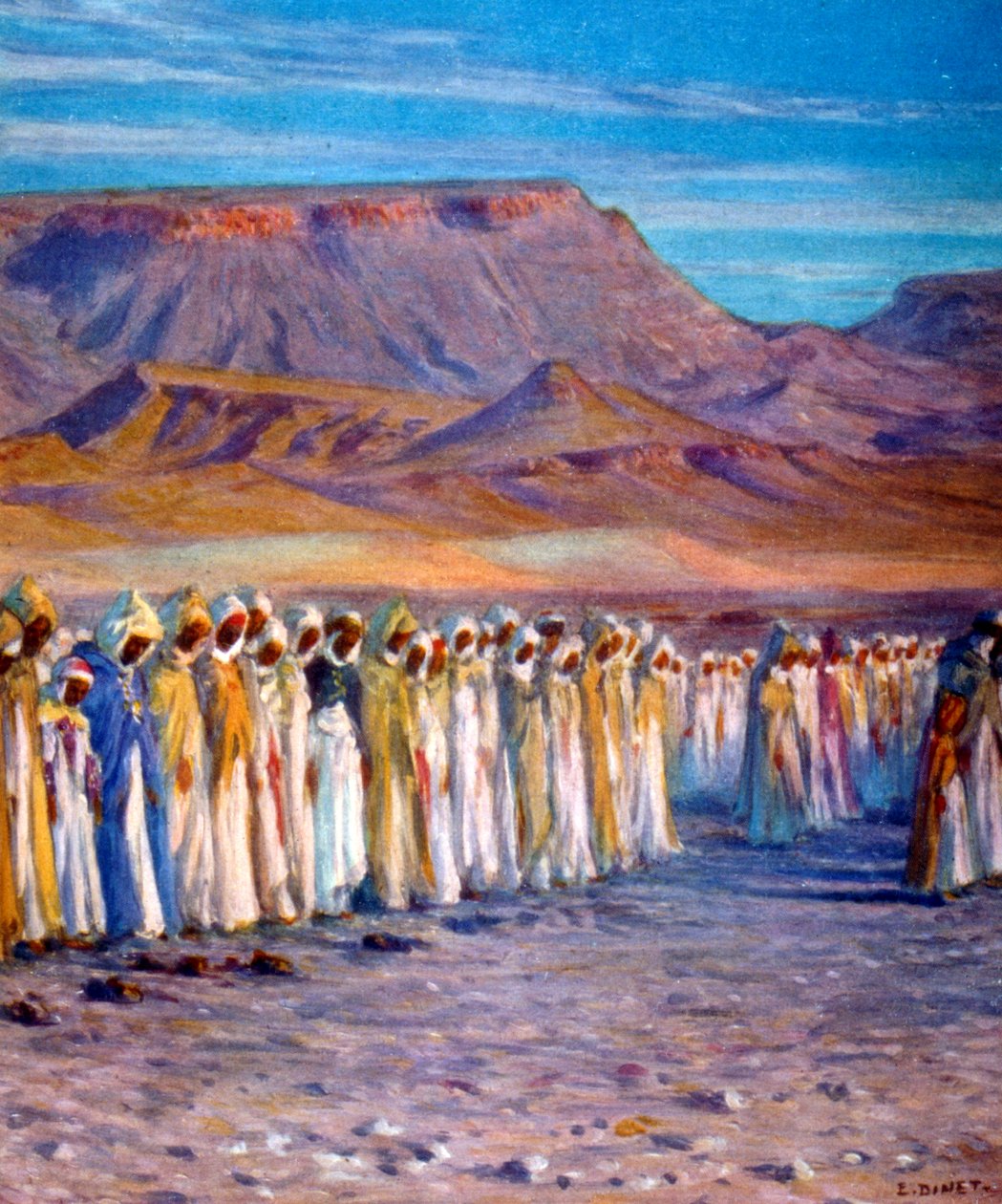 رسم توضيحي يصور الحجاج العرب المسلمين في طريقهم إلى مكة. بواسطة نصر الدين دينيت (ألفونس إتيان دينيه). 1861 1929 بواسطة ألفونس إتيان دينيه