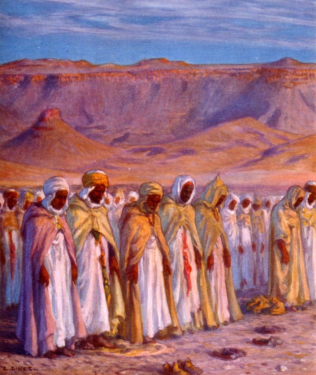 رسم توضيحي يصور الحجاج العرب المسلمين في طريقهم إلى مكة. بواسطة نصر الدين دينيت (ألفونس إتيان دينيه). 1861 1929 بواسطة ألفونس إتيان دينيه