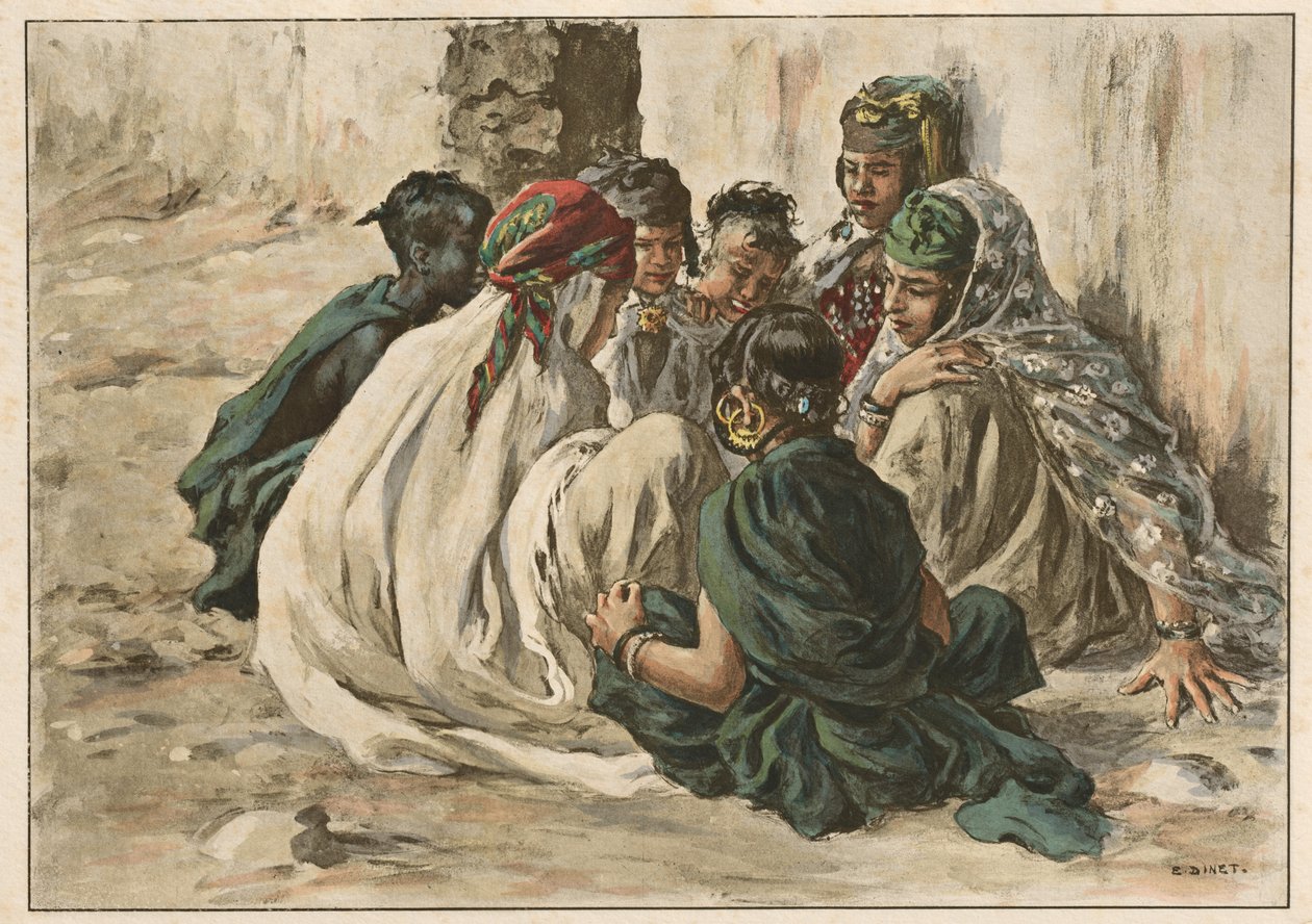 العاب بنات فى الأغواط 1899. بواسطة ألفونس إتيان دينيه