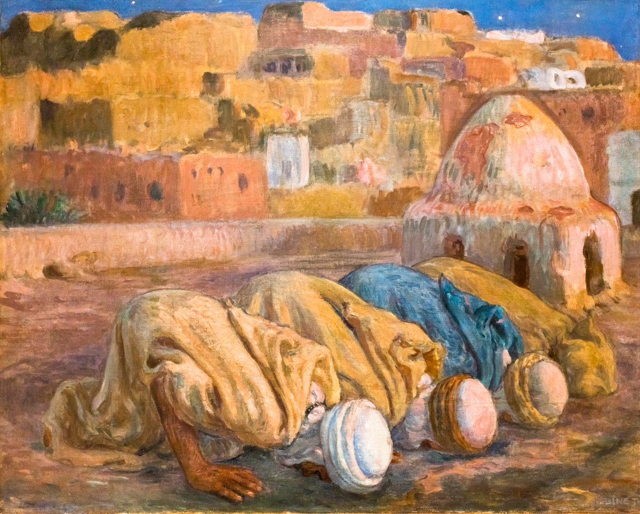 الصلاة على مصطبة في بو سعادة أو السجود (زيت على قماش) بواسطة ألفونس إتيان دينيه