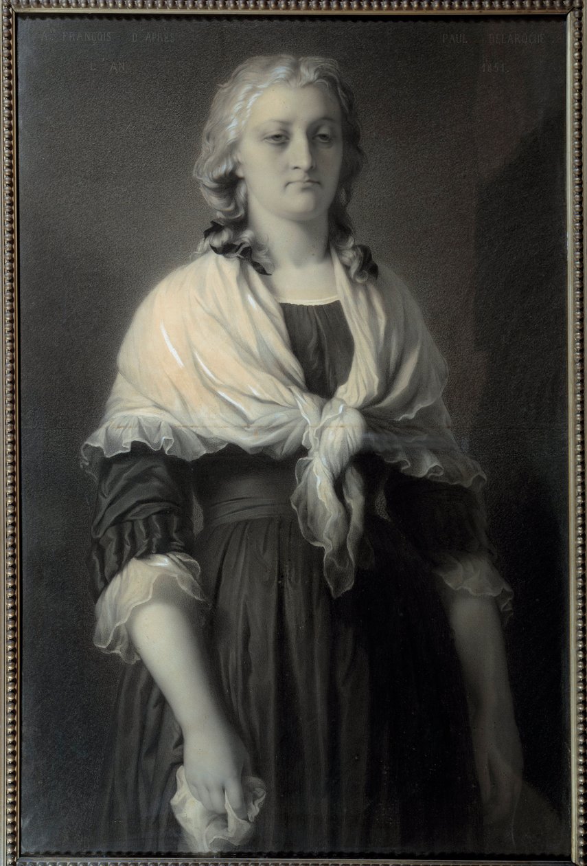 صورة الملكة ماري أنطوانيت (1755-1793) في كونسيرج الملكة ، ممثلة في عام 1793 ، تحمل حدادًا. رسم الفحم للفونس فرانسوا (1814-1888) 1851 صن. 0،72x1،11 م مالميزون ، متحف القصر بواسطة ألفونس فرانسوا