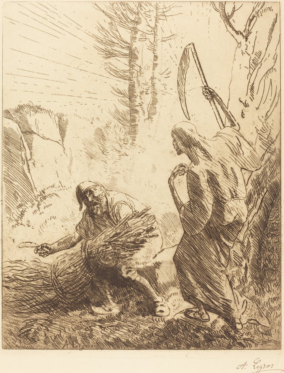 الموت والحطاب ، اللوحة الثالثة (La mort et le bucheron) بواسطة ألفونس ليجروس