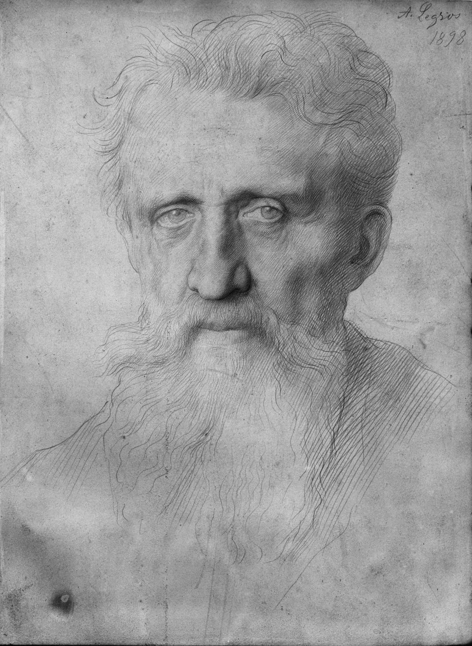 رأس رجل ذو لحية طويلة ، 1898 (silverpoint على ورق مقوى أبيض) بواسطة ألفونس ليجروس