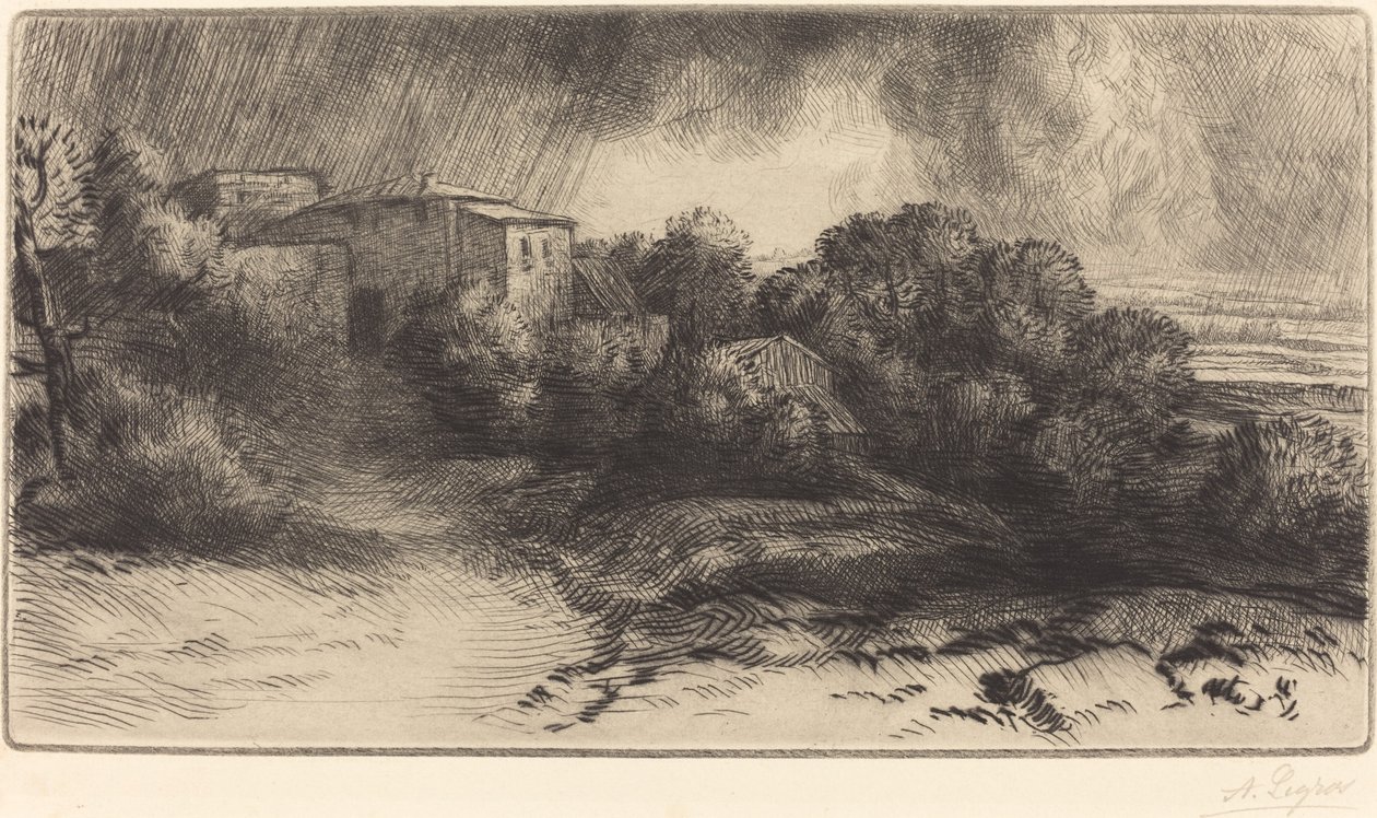La Ferme de Brieux Effect d'orage Farm في Brieux in a Storm. بواسطة ألفونس ليجروس