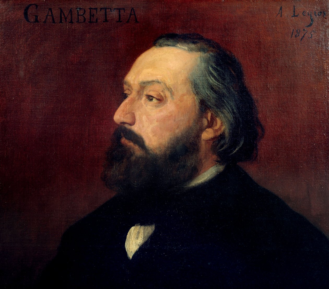 Portrait of Leon Gambetta (1838-1882) French politician. Painting by Alphonse Legros (1837-1911) from 1875. Orsay Museum. بواسطة ألفونس ليجروس