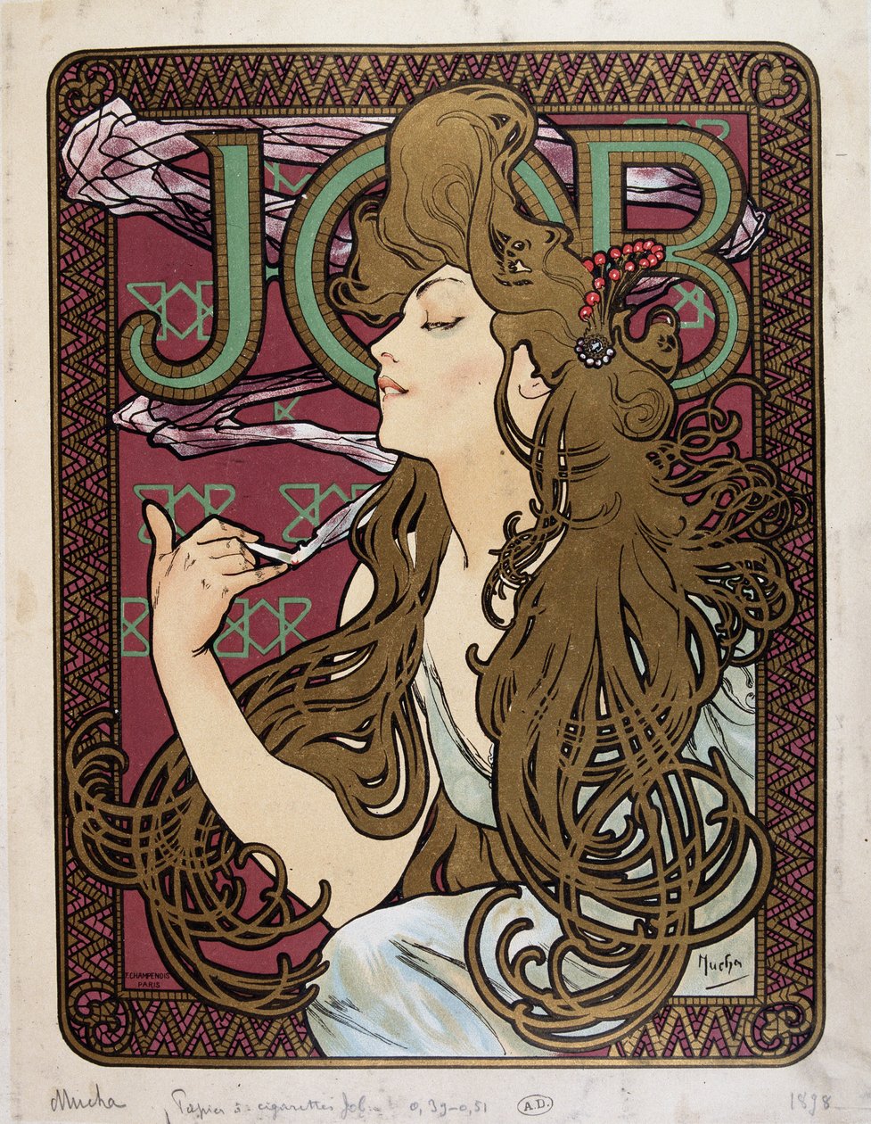 ملصق إعلاني لـ "Job Cigarette Paper" بواسطة Mucha بواسطة ألفونس موشا