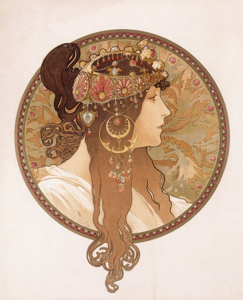 رأس بيزنطي لامرأة سمراء. الرأس البيزنطي لامرأة سمراء ، 1897 بواسطة ألفونس موشا