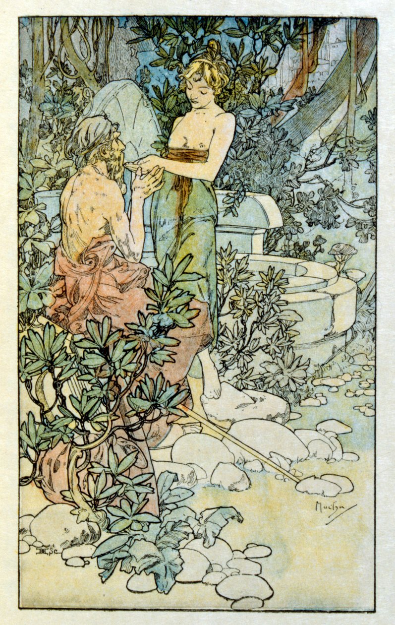 رسم لألفونس موتشا من عمل "كليو" للمؤلف الفرنسي أناتول فرانس. 1900 موتشا (1860-1939). كان رسامًا تشيكيًا للفن الحديث بواسطة ألفونس موشا