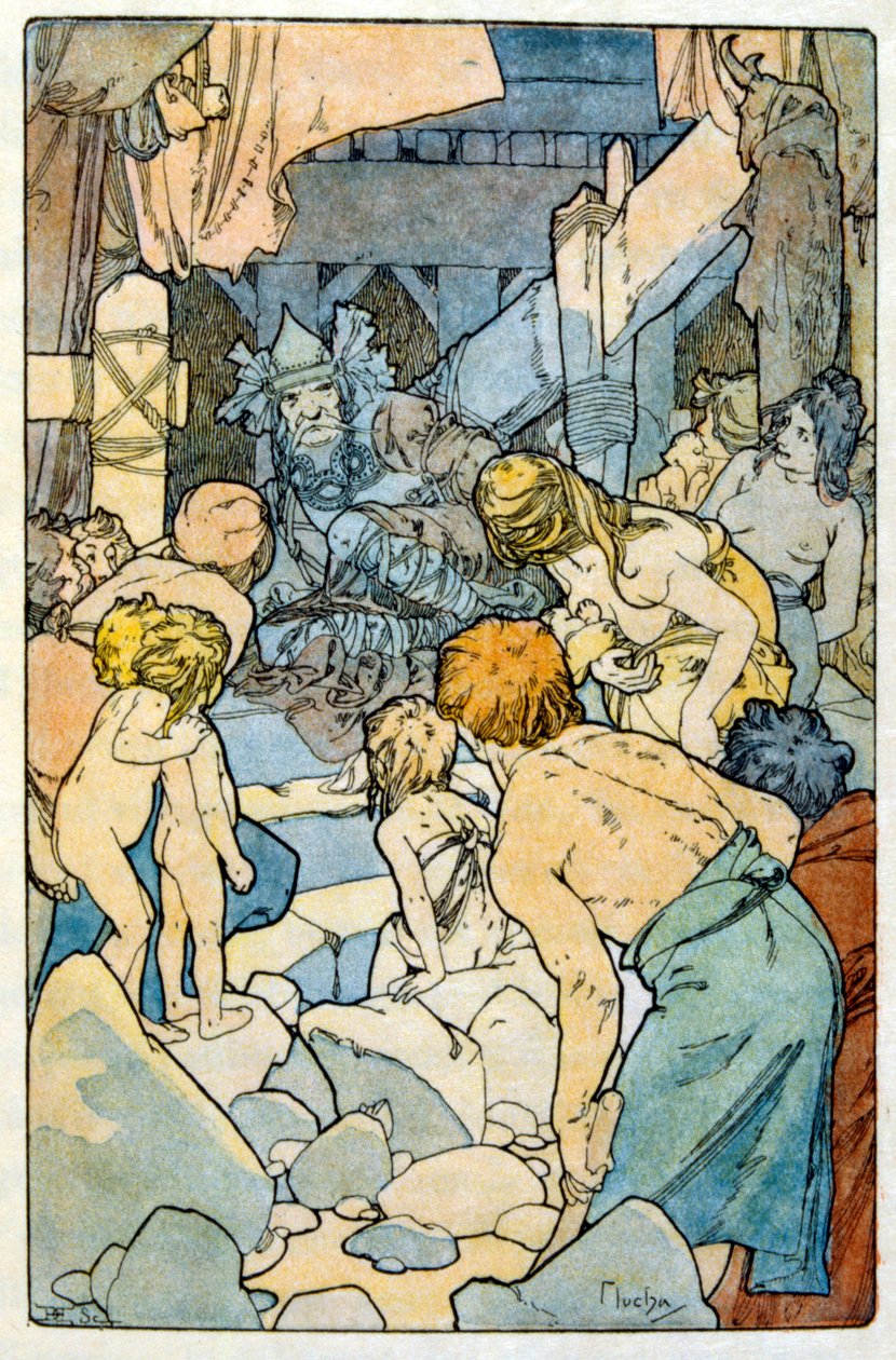 رسم لألفونس موتشا من عمل "كليو" للمؤلف الفرنسي أناتول فرانس. 1900 موتشا (1860-1939). كان رسامًا تشيكيًا للفن الحديث بواسطة ألفونس موشا