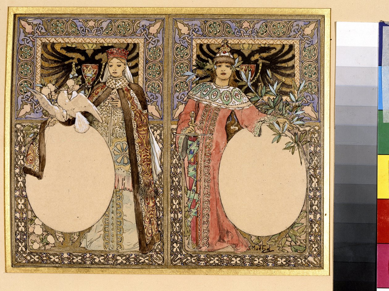 رسم توضيحي لكتاب (حكاية خرافية أو أساطير). عمل فني لألفونس ماريا موتشا (ألفونس ماري موتشا بواسطة ألفونس ماري موتشا