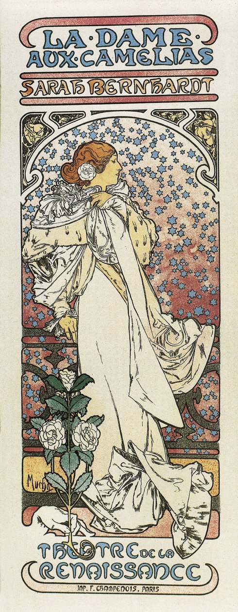 سيدة الكاميليا (La dame aux camelias). 1896 (ليثوجراف) بواسطة ألفونس موشا