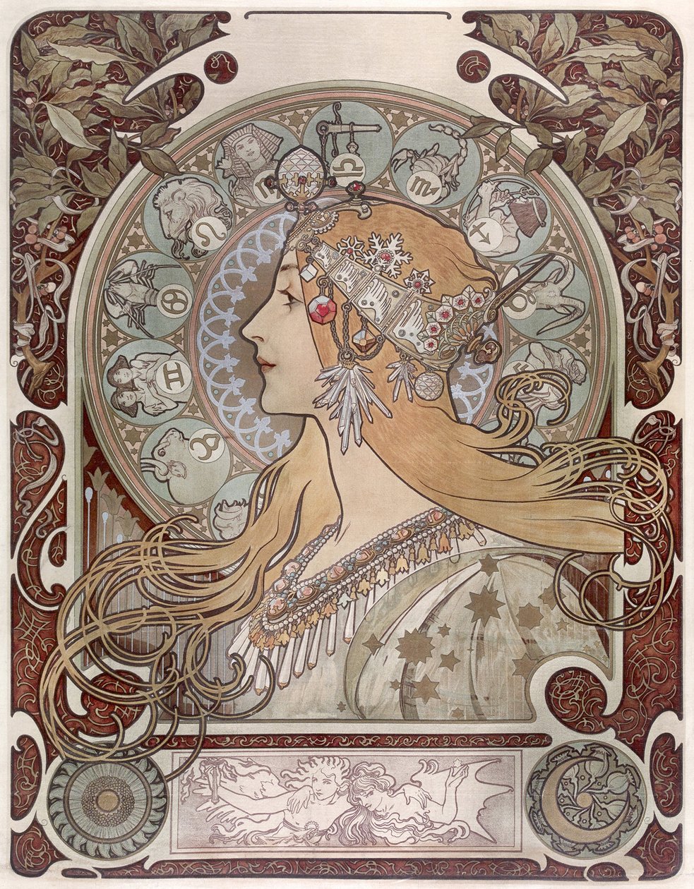 زودياك - ألفونس ماري موتشا (1860-1939). الطباعة الحجرية الملونة بواسطة ألفونس موشا