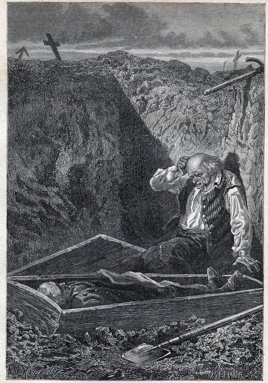 المقابر تأخذ ما أعطيت له - رسم توضيحي لألفونس دي نوفيل (1835-1885) لـ "البؤساء - الجزء الثاني: كوزيت" بقلم فيكتور هوغو (1802-1885) 1862 بواسطة ألفونس ماري دي نوفيل