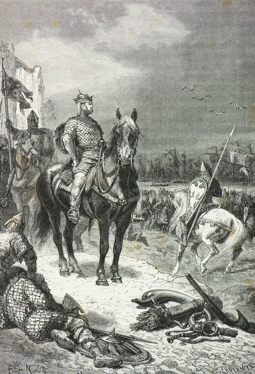 ويليام الفاتح يهبط في بيفينسي عام 1066 (نقش) بواسطة ألفونس ماري دي نوفيل