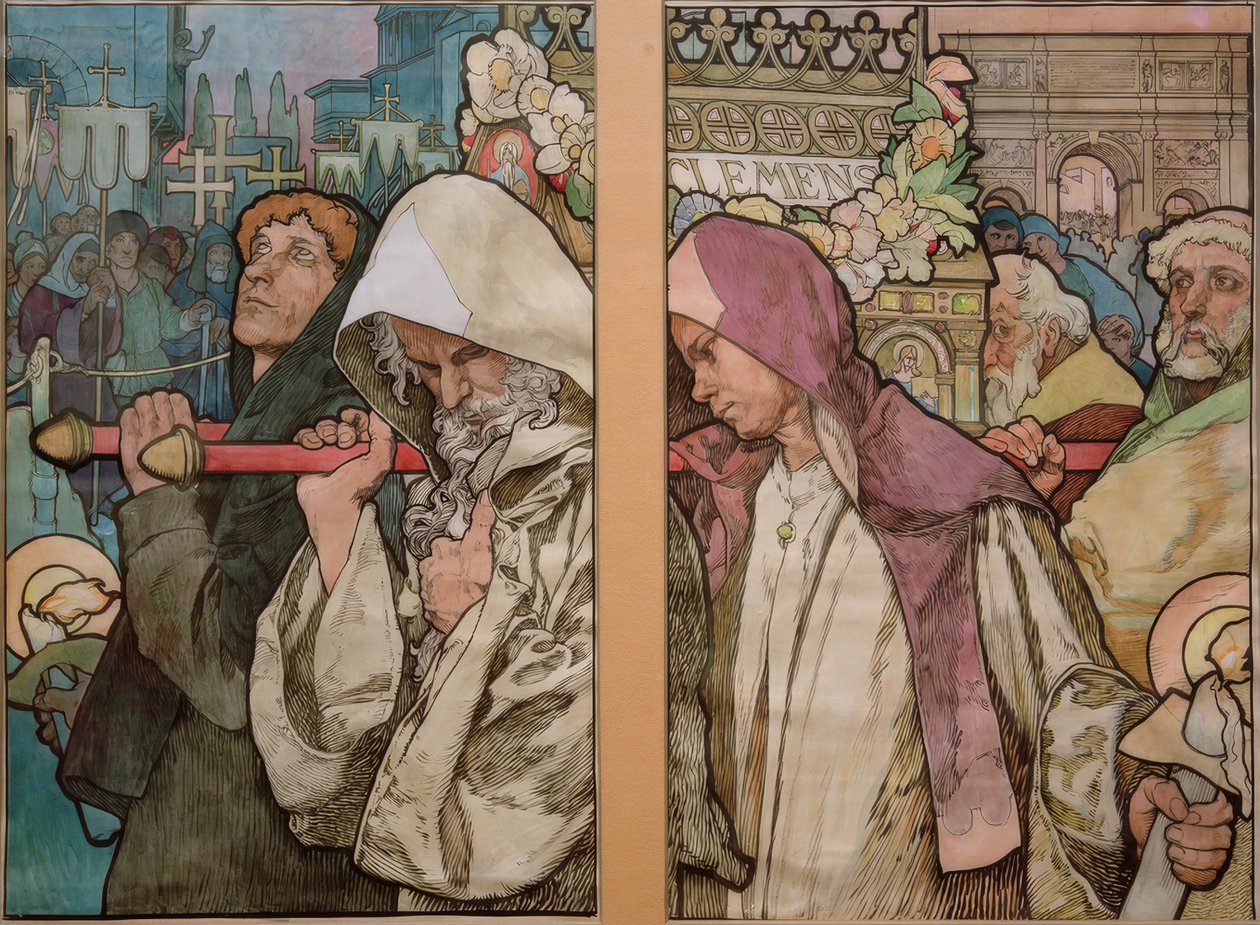 أ.موتشا ، نافذة سانت فيتوس في براغ / كرتون 1931 بواسطة ألفونس موشا
