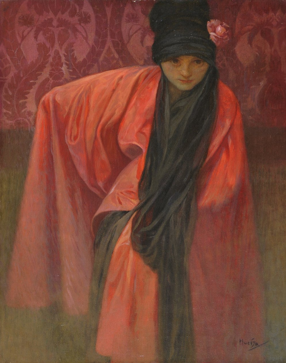 فتاة باللون الأحمر ، ج. 1914 بواسطة ألفونس موشا