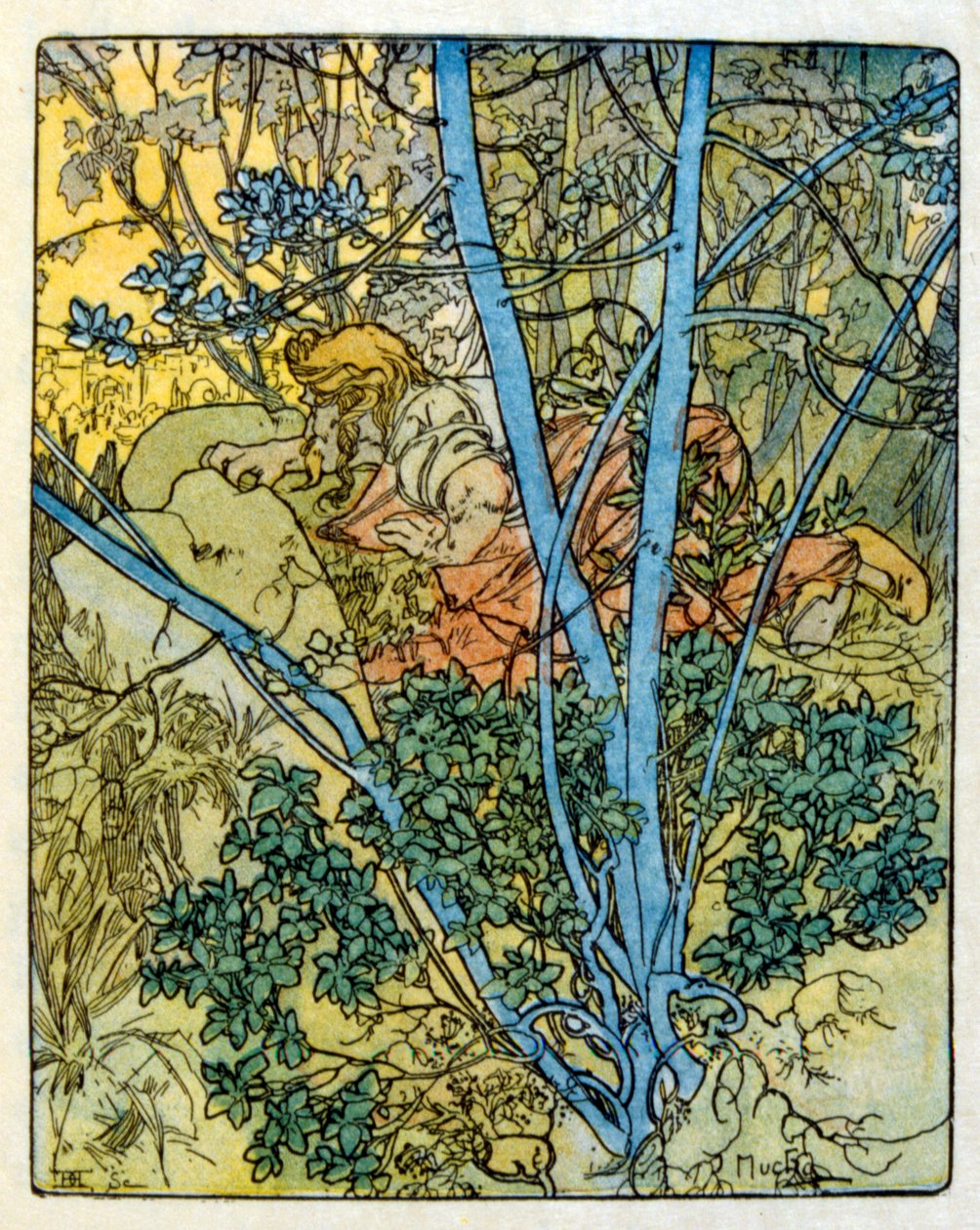 رسم لألفونس موتشا من عمل "كليو" للمؤلف الفرنسي أناتول فرانس. 1900 موتشا (1860-1939). كان رسامًا تشيكيًا للفن الحديث بواسطة ألفونس موشا