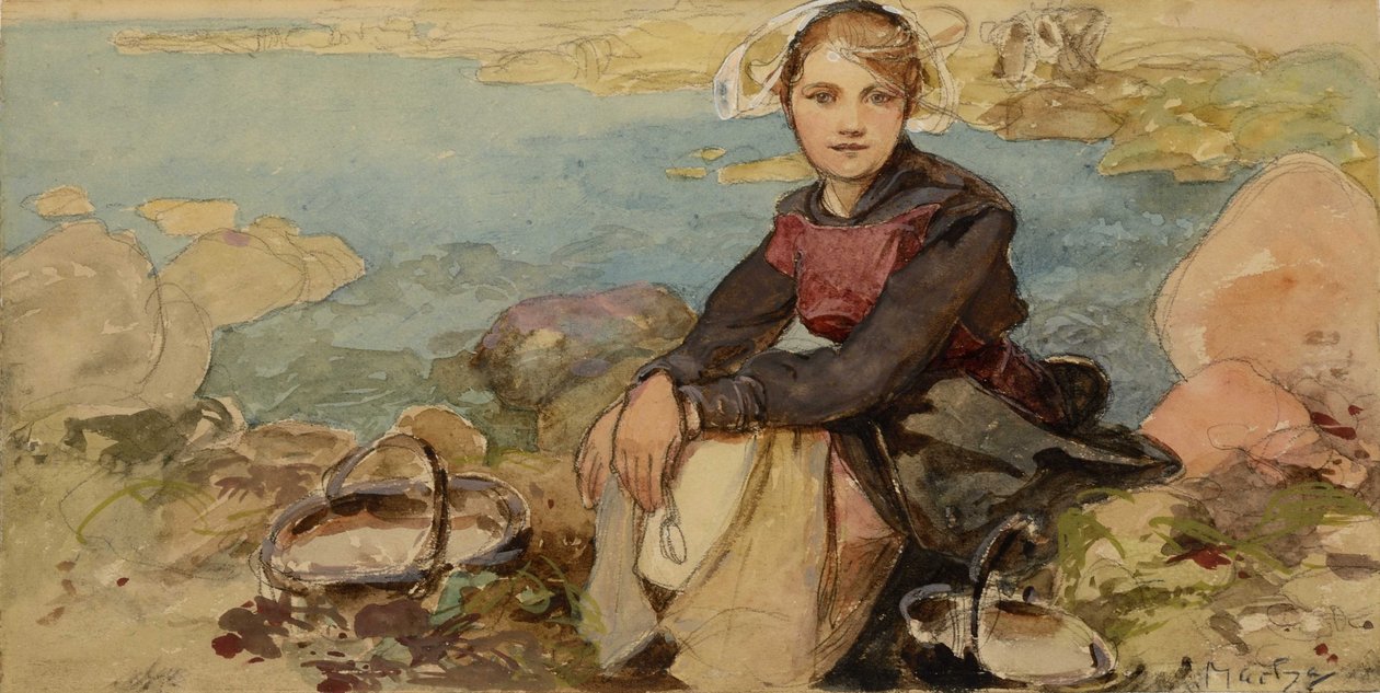 على الشاطئ ، ج. 1900. بواسطة ألفونس موشا
